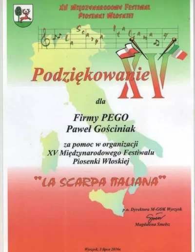 podziękowanie la scarpa